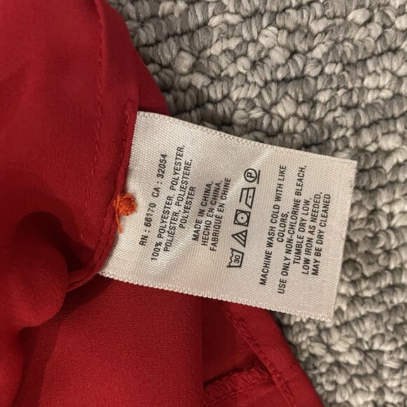 Anthropologie Maeve Blouse Womens 4 De Stijl Red Button Front Chevron Tunic - Picture 5 of 7